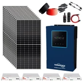 Güneş Enerjisi Solar Paketi 5.6kva İnverter 550 watt Güneş Paneli 48V 50 Amper Lityum Akü - 1
