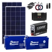 Lexron Mini Bağ Evi Güneş Enerjisi Solar Paketi 1200W Inverter 170W Güneş Paneli Paket 3 - 1