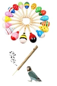 AyasEğiticiOyuncak 6lı Set Ahşap Marakas Bebek Çocuk Çıngırak Müzik Eğitim Oyuncağı - Kuş Düdük - 1