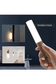 MAS ELEKTRO Unichrome Modern Sensörlü Usb Şarjlı Mıknatıslı Taşınabilir Duvar Aplik Masa Lambası Ahşap Görünümlü Gün Işığı - 3