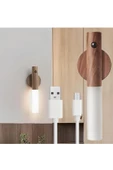 MAS ELEKTRO Unichrome Modern Sensörlü Usb Şarjlı Mıknatıslı Taşınabilir Duvar Aplik Masa Lambası Ahşap Görünümlü Gün Işığı - 1