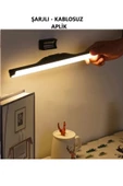 MAS ELEKTRO luxshome Siyah Gövde Şarjlı Yapışkanlı Kablosuz Mıknatıslı 3 Renk Işıklı Led Gece Lambası Aplik Lambası - 2
