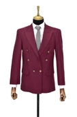 Erkek Bordo Renk, Kruvaze Tek Ceket Sivri Yaka BGL-KRV001 thumbnail 1