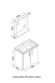 Ece Banyo Slim Smart 60X35 Cm Beyaz Banyo Dolabı - 2