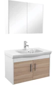 Ece Banyo Gama 90 Cm Banyo Dolabı, Sonoma Meşe/Beyaz - 2