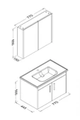 Ece Banyo Gama 80 Cm Banyo Dolabı - Sonomo Meşe/Beyaz - 3