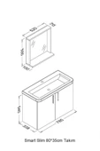 Ece Banyo Sonomo Meşe Slim Smart 80X35 Cm Banyo Dolabı - 2