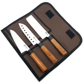 SürLaz 4 Parça Deri Çantalı Şef Bıçağı Bıçak Seti Hediyelik Bıçak thumbnail 1