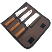 SürLaz 4 Parça Deri Çantalı Şef Bıçağı Bıçak Seti Hediyelik Bıçak thumbnail 3