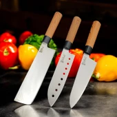 SürLaz 4 Parça Deri Çantalı Şef Bıçağı Bıçak Seti Hediyelik Bıçak thumbnail 2