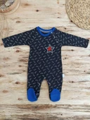 0-3 3-6 6-9 Ay Star Baby Baskılı Çıt Çıt Kapama Erkek Bebek Tulum Siyah - 1