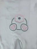 0-3 3-6 Ay Minik Tavşan Nakışlı Boydan Çıtçıt Kapamalı Kız Erkek Bebek Tulumu Ekru thumbnail 8