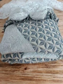 Yenidoğan Ultralüks Piramit Desenli Güpürlü Bebek Battaniyesi Kundak Gümüş thumbnail 5