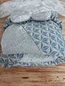 Yenidoğan Piramit Desenli Güpür İşlemeli Bebek Battaniyesi Kundak Gümüş thumbnail 3