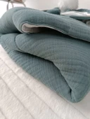 Yenidoğan 4 Kat Müslin Kumaş Kulaklı Patili Fiyonk Bebek Battaniyesi Kundak Kahverengi thumbnail 3