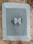 Yenidoğan Piramit Desenli Güpür İşlemeli Bebek Battaniyesi Kundak Gümüş thumbnail 5