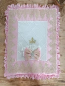 Yenidoğan Grand Lüks Kelebek Ağır Güpür İşlemeli Şapkalı Bebek Battaniyesi Kundak Pembe thumbnail 3