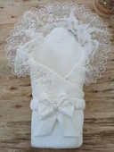 Yenidoğan Sahra Lucky Baby Nakışlı Kundak Bebek Battaniyesi Ekru thumbnail 1