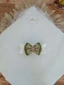 Yenidoğan Teri Cotton Taç Nakışlı Prizma Taş Kundak Bebek Battaniyesi Yeşil thumbnail 6