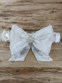 Yenidoğan İpek Venüs Taç Nakışlı Delüks Kundak Bebek Battaniyesi Ekru thumbnail 5