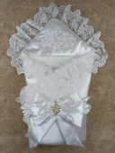 Yenidoğan Pırıltı Nakış Detaylı Lüks Kundak Bebek Battaniyesi Ekru thumbnail 1