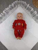 Yenidoğan Bambu Taç Nakışlı Delüks Kundak Bebek Battaniyesi Ekru thumbnail 4