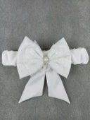 Yenidoğan Bambu Taç Nakışlı Delüks Kundak Bebek Battaniyesi Ekru thumbnail 5