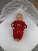 Yenidoğan Kumru Plazma Taçlı Lüks Kundak Bebek Battaniyesi Ekru thumbnail 4