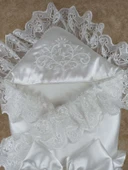 Yenidoğan Pırıltı Nakış Detaylı Lüks Kundak Bebek Battaniyesi Ekru thumbnail 5