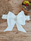 Yenidoğan Pamuk Taç Benim Prensim Nakışlı Trilüks Kundak Bebek Battaniyesi Ekru thumbnail 5