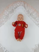 Yenidoğan Sahra Taç Nakışlı Trilüks Kundak Bebek Battaniyesi Ekru thumbnail 2