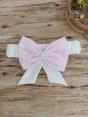 Bal Peteği My Princess Taç Nakış İnci Fiyonklu Dantel Duvaklı Delüks Kundak Bebek Battaniyesi Pembe - 6