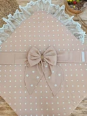 Yenidoğan Papatya Desenli Trilüks Unisex Kundak Bebek Battaniyesi Kahverengi thumbnail 5