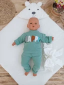 Yenidoğan Beyaz Wool Yün Kumaş Ayıcık Kulaklı Kundak Bebek Battaniyesi Beyaz thumbnail 3