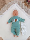 Yenidoğan Wool Yün Kumaş Taç Nakışlı Güpür Duvaklı Fiyonk Prizma Taş Unisex Kundak Bebek Battaniyesi Bej thumbnail 5