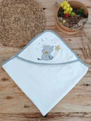 0-1 Yaş Sevimli Fil Nakışlı Pareolu 4lü Kız Erkek Bebek Havlu Silgi Takımı Ekru thumbnail 4