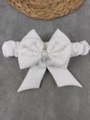 Yenidoğan Kumru Plazma Taçlı Lüks Kundak Bebek Battaniyesi Ekru thumbnail 5