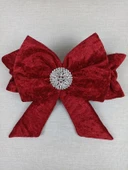 Yenidoğan Saray Kadife Taç Nakışlı İnci Fiyonklu Dantel Duvak Trilüks Kundak Bebek Battaniye Bordo thumbnail 7