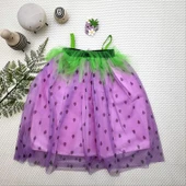 2-3-4 Yaş Askılı Çilek Kostüm Kız Çocuk Elbise Mor - 1