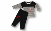 6-9 9-12 12-18 18-24 24-36 Ay Sport Baskılı Çizgili Uzun Kollu Sweatli 2li Erkek Bebek Takımı Siyah - 2