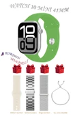 Apple iPhone 11 Pro Uyumlu Yeşil Akıllı Saat Watch 10 Mini Kordon Hediyeli AMOLED EKRAN 41MM - 1