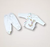 Love Zürafa Nakışlı 10lu Zıbın Takımı Hastane Çıkışı Ekru - 4