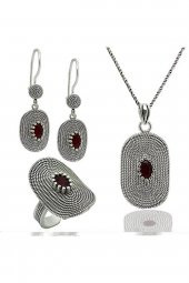 Gümüş Oval Tasarım Telkari Bayan Set - 1