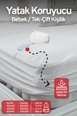 Fitted Pamuklu Bebek / Tek / Çift Kişilik Sıvı Geçirmez Yatak Koruyucu Lastikli Çarşaf Alez thumbnail 1