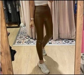 Kadın Yüksek Bel Içi şardunlu Deri Tayt thumbnail 4