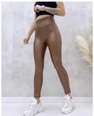 Kadın Yüksek Bel Içi şardunlu Deri Tayt thumbnail 3