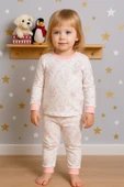 Çiçek Desenli Kız Bebek Pijama Eşofman Takımı Pembe - 2