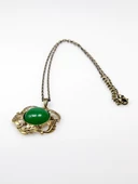 Doğal Taş Yeşil Akik Doğal Taşlı Otantik Kadın Yuvarlak Kolye 45 Cm Zincirli euyk1ya thumbnail 4