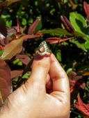 Doğal Taş Pembe Kuvars Doğal Taşlı Antik Damla Model Ayarlanabilir Kadın Yüzük euy33pk thumbnail 3