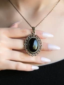 Doğal Taş Oniks Doğal Taşlı Otantik Kadın Kolye 45 Cm Zincirli euk13o thumbnail 1